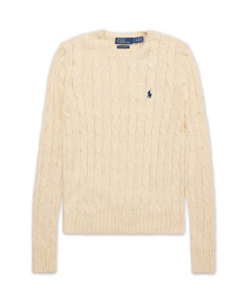 [폴로] 여성 케이블 라운드 니트_블랙 S